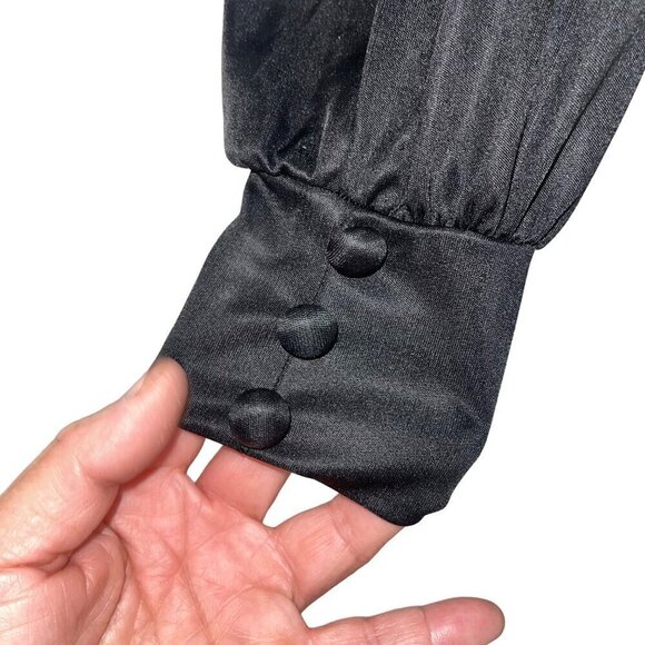 California West Set Vintage 1970s Womens Blouse Size Small Black Open Sleeve - Picture 7 of 8